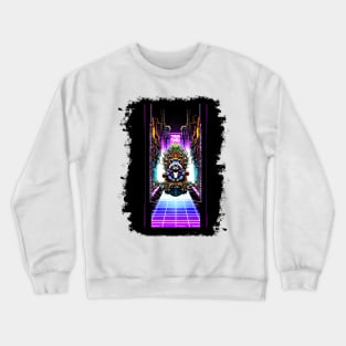 Neon Dominion: The Raccoon's Cyber Throne Crewneck Sweatshirt